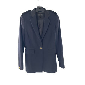 RAG & BONE NAVY WOOL BLEND BLAZER WITH SHOULDER DETAIL